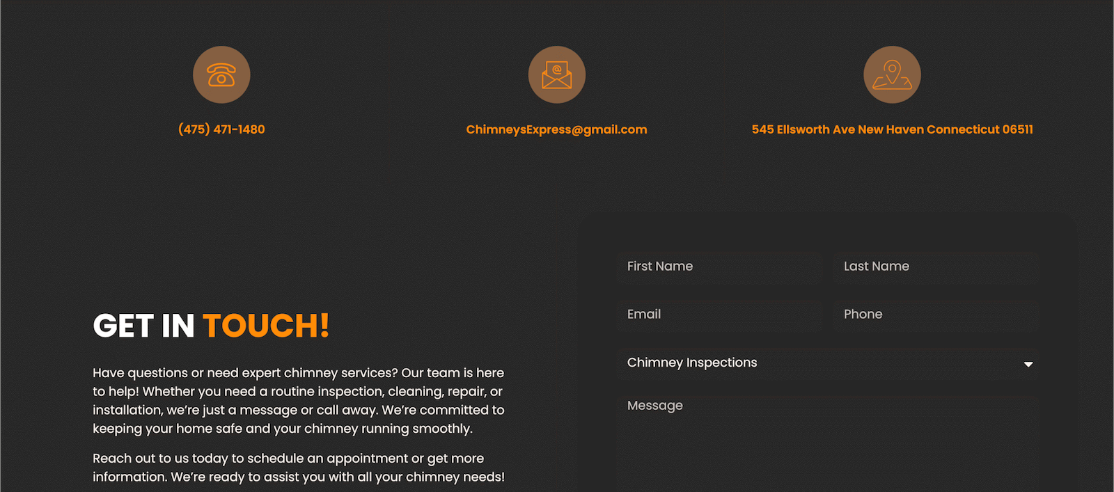 Portfolio Chimney maintenance service website part nine