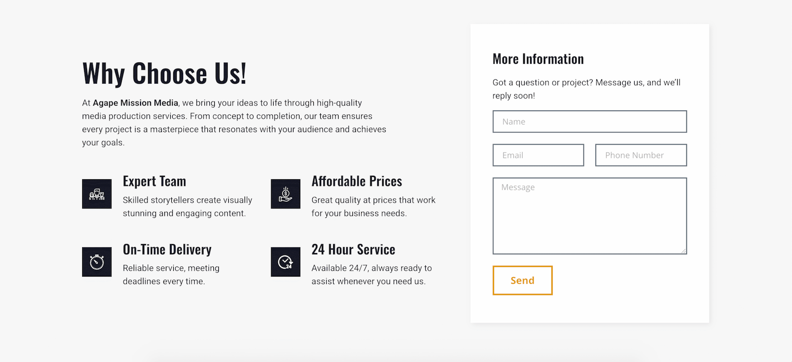 Portfolio Agape Mission Media website part 4